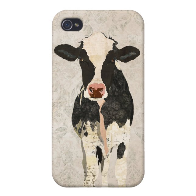 Onyx & Pearl Cow Damask i iPhone Case (Back)