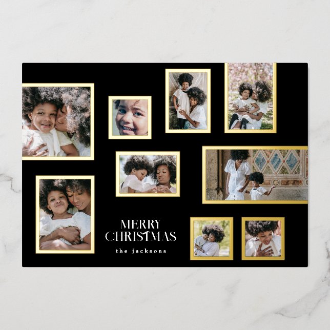 Onyx Photo Collage Frames Modern Merry Christmas (Front)