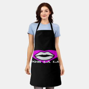 OO La La design pink and black beauty theme French Apron