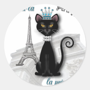 Oo-la-la French Kitty Princess Classic Round Sticker