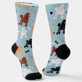Oodles of Poodles and Bows Pattern Blue Socks