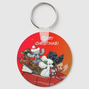 Oodles of Poodles Christmas Keychain