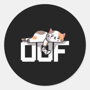 Oof Gamer Meme Noob Internet Culture Gamer Cat Men Classic Round Sticker