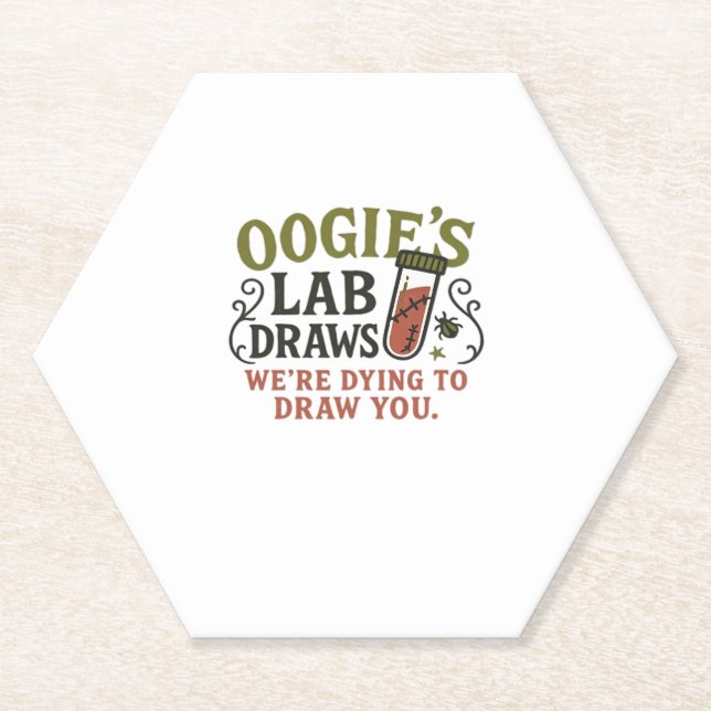 Oogie�s Lab Draws � Funny Halloween Phlebotomist & Paper Coaster (Front)