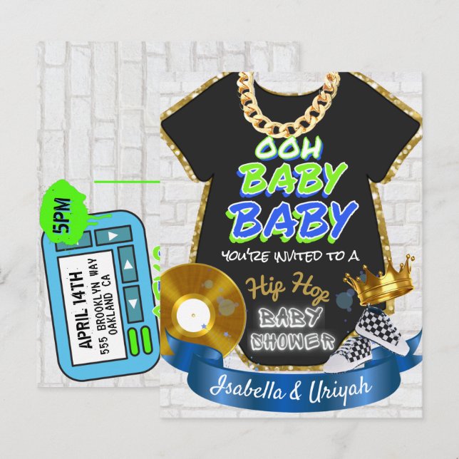 Ooh Baby Baby | Hip Hop Blue & Green Retro Postcard (Front/Back)