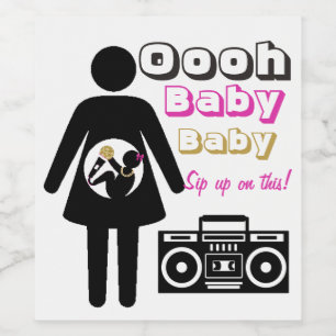 Ooh Baby Baby Mum & Baby Girl Pink Hip Hop Wine Label