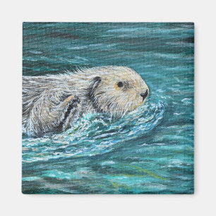 Ooh Goody Lunchtime Sea Otter Painting Magnet