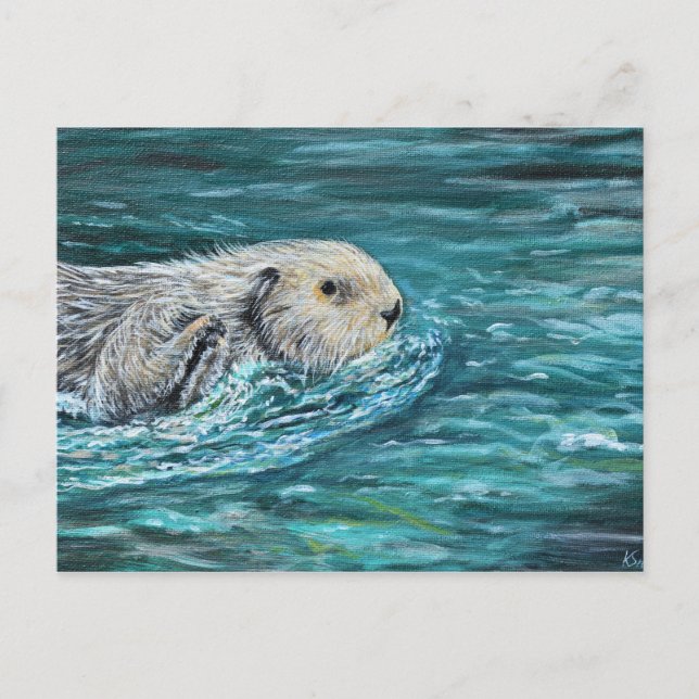 Ooh Goody Lunchtime Sea Otter Painting Postcard (Front)