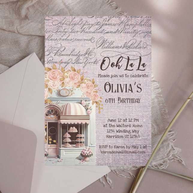 Ooh La La French Floral Paris Cafe Party  Invitation (Creator Uploaded)