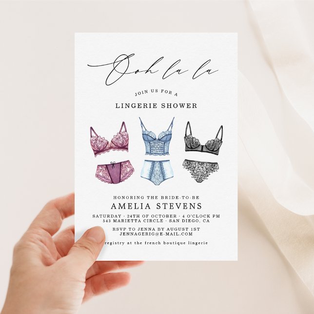 Ooh La La French Lingerie Shower Invitation (Creator Uploaded)