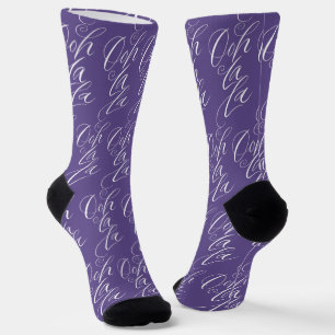 Ooh La La Lettering Artistic Ultraviolet Purple  Socks