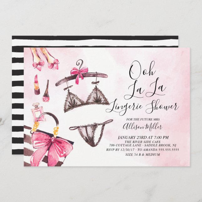 Ooh La La Lingerie Bridal Shower Invitation (Front/Back)