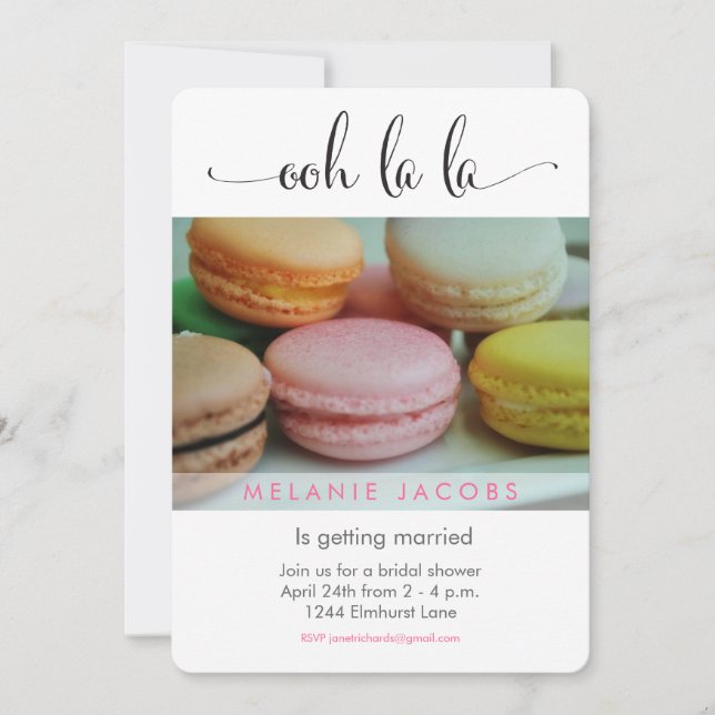 Ooh La La Macaron Bridal Shower Invitation (Front)