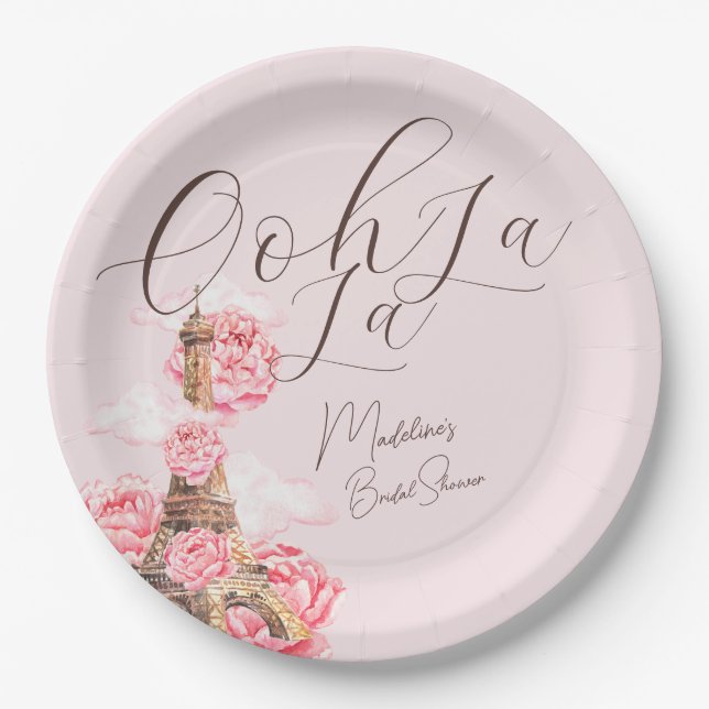 Ooh La La Paris Bridal Shower Paper Plate (Front)