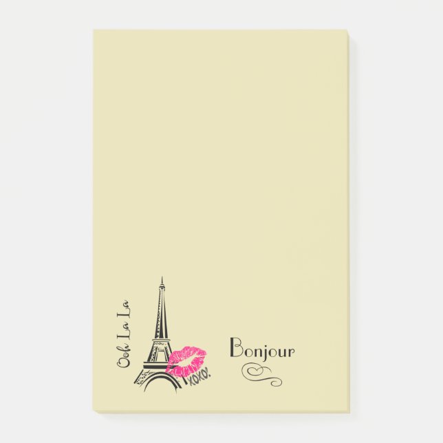 Ooh La La Paris Eiffel Tower Bonjour Post-it Notes (Front)
