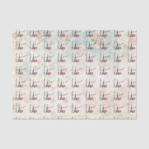 Ooh La La Paris Eiffel Tower on Vintage Pattern Tissue Paper