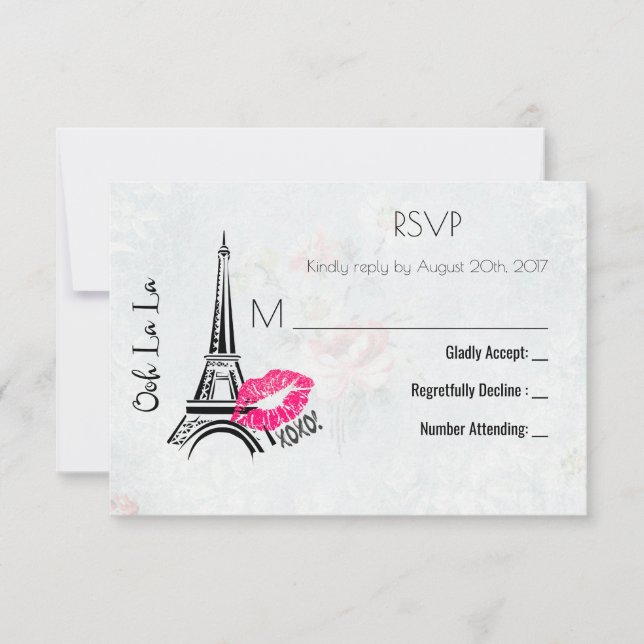 Ooh La La Paris Eiffel Tower Vintage RSVP (Front)