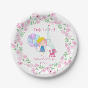Ooh La La! Paris Girl & Pink Poodle Paper Plate