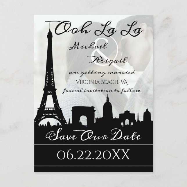 Ooh La La Paris Skyline Custom Photo Announcement Postcard (Front)