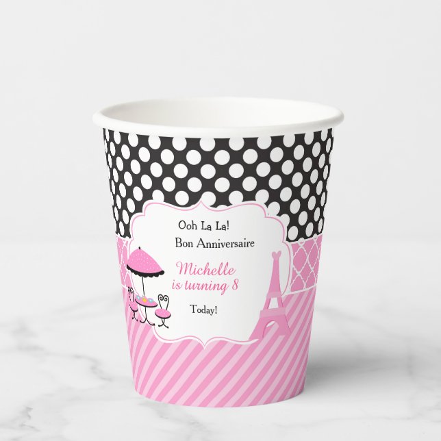 Ooh la la Paris Tea Birthday Party Paper Cups (Front)