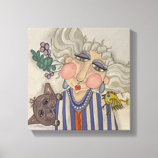 "Ooh La La" Whimsical Portrait Canvas Print (Front)