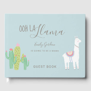 Ooh La Llama Baby Shower Blue Succulents Cute Guest Book