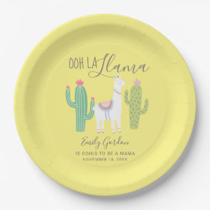 Ooh la llama Baby shower cute baby yellow neutral Paper Plate