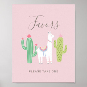 Ooh La Llama Baby Shower Cute Favours Sign Pink