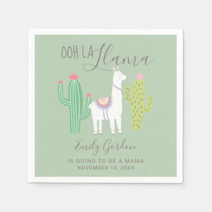 Ooh La Llama Baby Shower Cute teal & Brown Simple Napkin