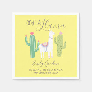 Ooh La Llama Baby Shower Cute yellow Brown Simple Napkin