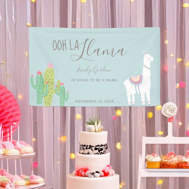 Ooh La Llama Baby Shower Succulents Blue Cute Banner (Creator Uploaded)