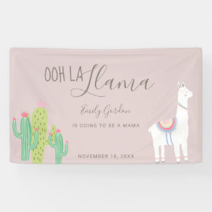 Ooh La Llama Baby Shower Succulents light grey Banner