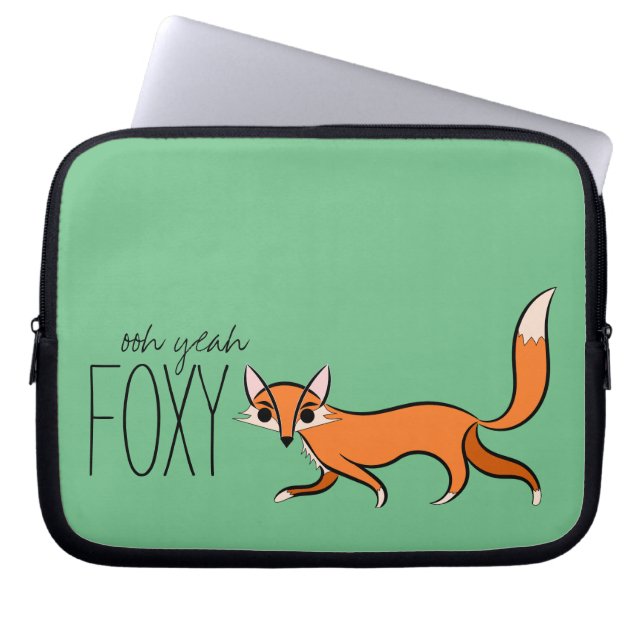 Ooh Yeah Foxy Cute Fox Slogan Laptop Sleeve (Front)