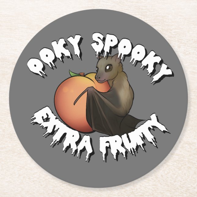 Ooky Spooky Bat Round Paper Coaster (Front)