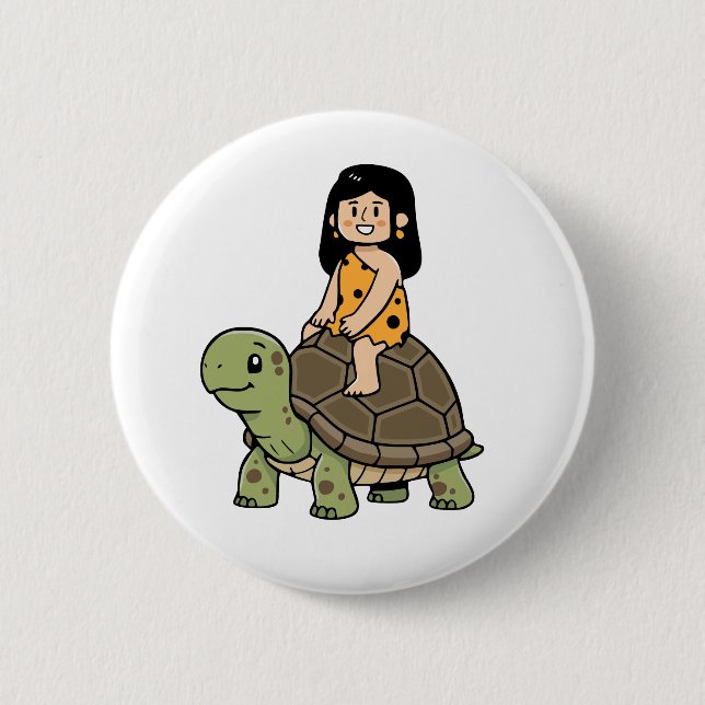 Oona and the Tortoise 6 Cm Round Badge (Front)