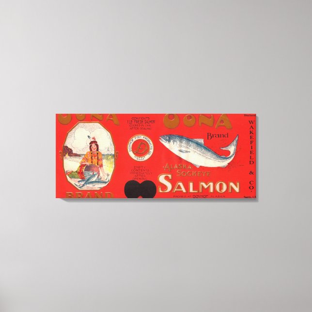Oona Brand Salmon Label Canvas Print (Front)