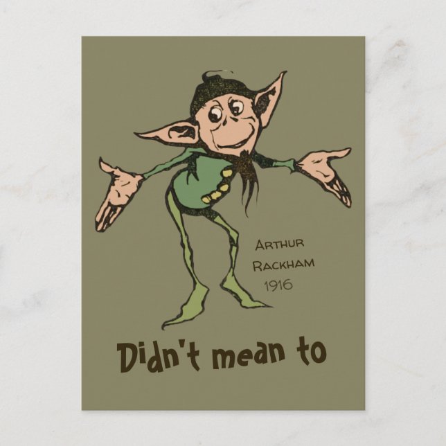 Oops! Arthur Rackham Friendly gnome Grimm CC0996 Postcard (Front)