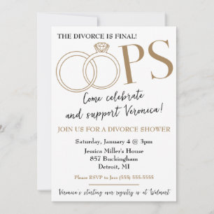 OOPS!  Divorce Shower Party Invitation