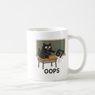 Oops Funny Anti 67 Teacher Six Seven Cute Cat Teac Coffee Mug