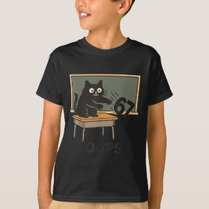 Oops Funny Anti 67 Teacher Six Seven Cute Cat Teac T-Shirt