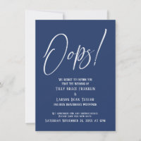 Oops! Funny Delayed Wedding Simple Navy Card