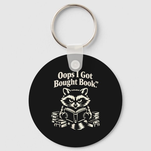 Oops got bought book funny racoon reading key ring (Front)