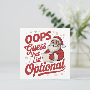 Oops Guess That List Optional Funny Santa Claus  Holiday Card