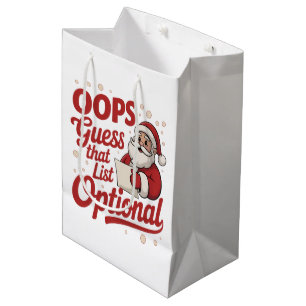 Oops Guess That List Optional Funny Santa Claus  Medium Gift Bag