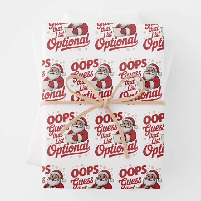 Oops Guess That List Optional Funny Santa Claus  Wrapping Paper Sheet (In situ)