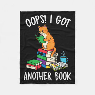 Oops I Got Another Book Funny Cat Reader Fleece Blanket
