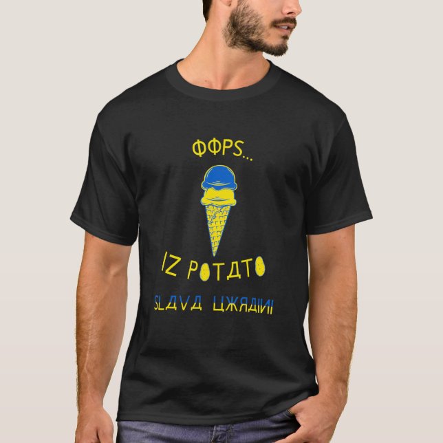 Oops  Is Potato   Joke Blue and Yellow Ice Cream C T-Shirt (Front)
