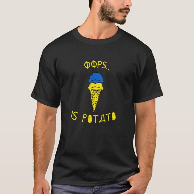 Oops Is Potato  Joke Blue And Yellow Ice Cream Con T-Shirt (Front)