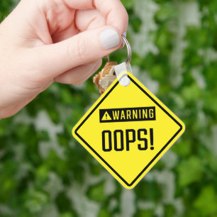 Oops! Metal Square Keychain