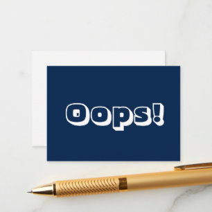 Oops, Oops! Sorry navy blue white modern bold card